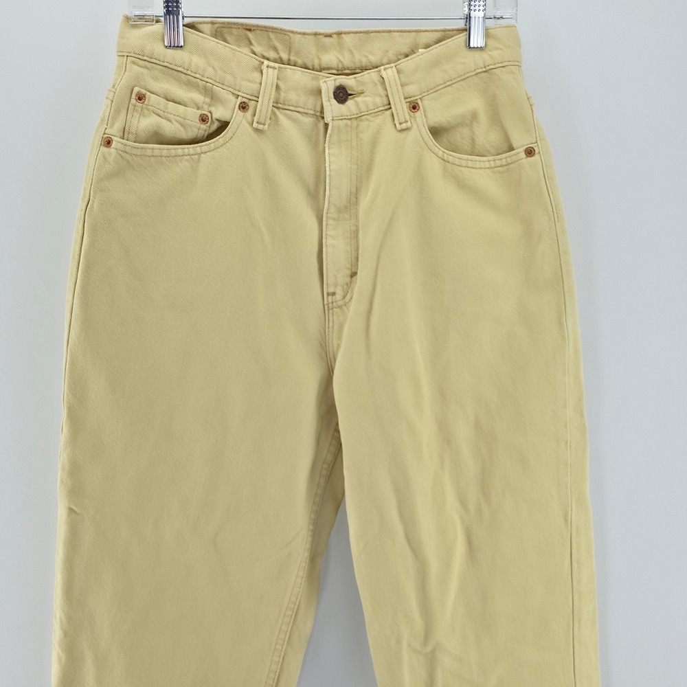 Levis Vintage 90s Tapered Jeans Women 12 M Sand Tan High Waisted Made in USA 550 - Picture 12 of 15